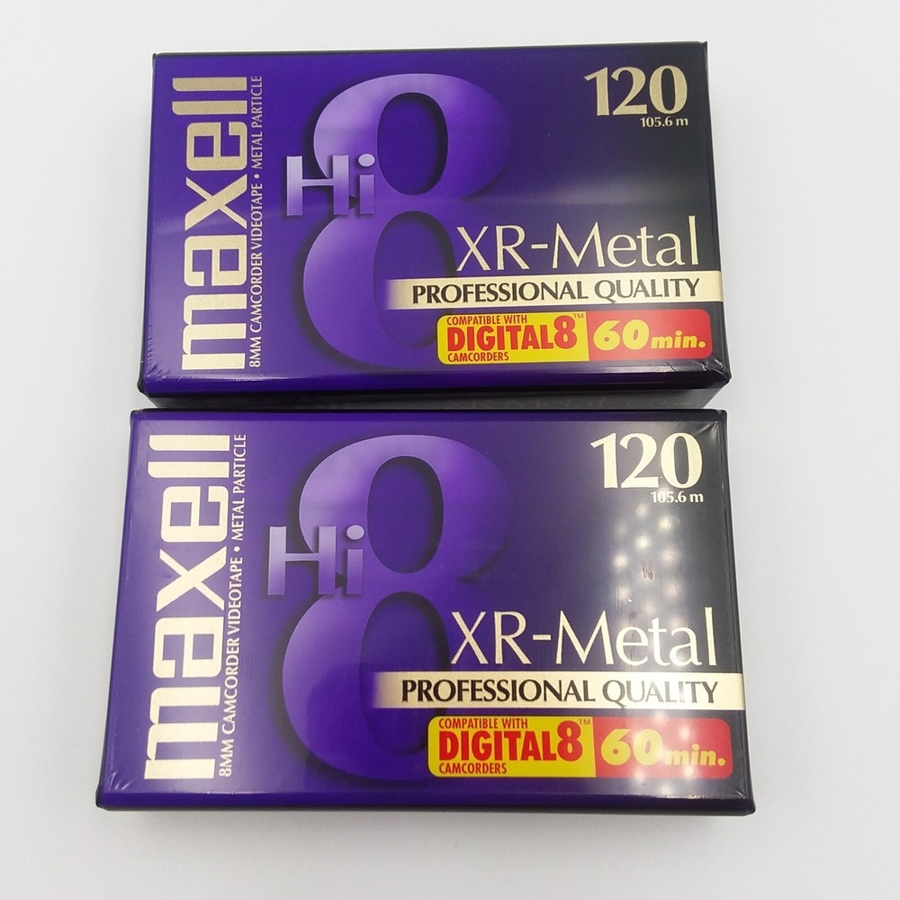 Lot of 2 Maxell Hi8 XR-Metal 8mm Camcorder Video Tape 120 Min Digital8